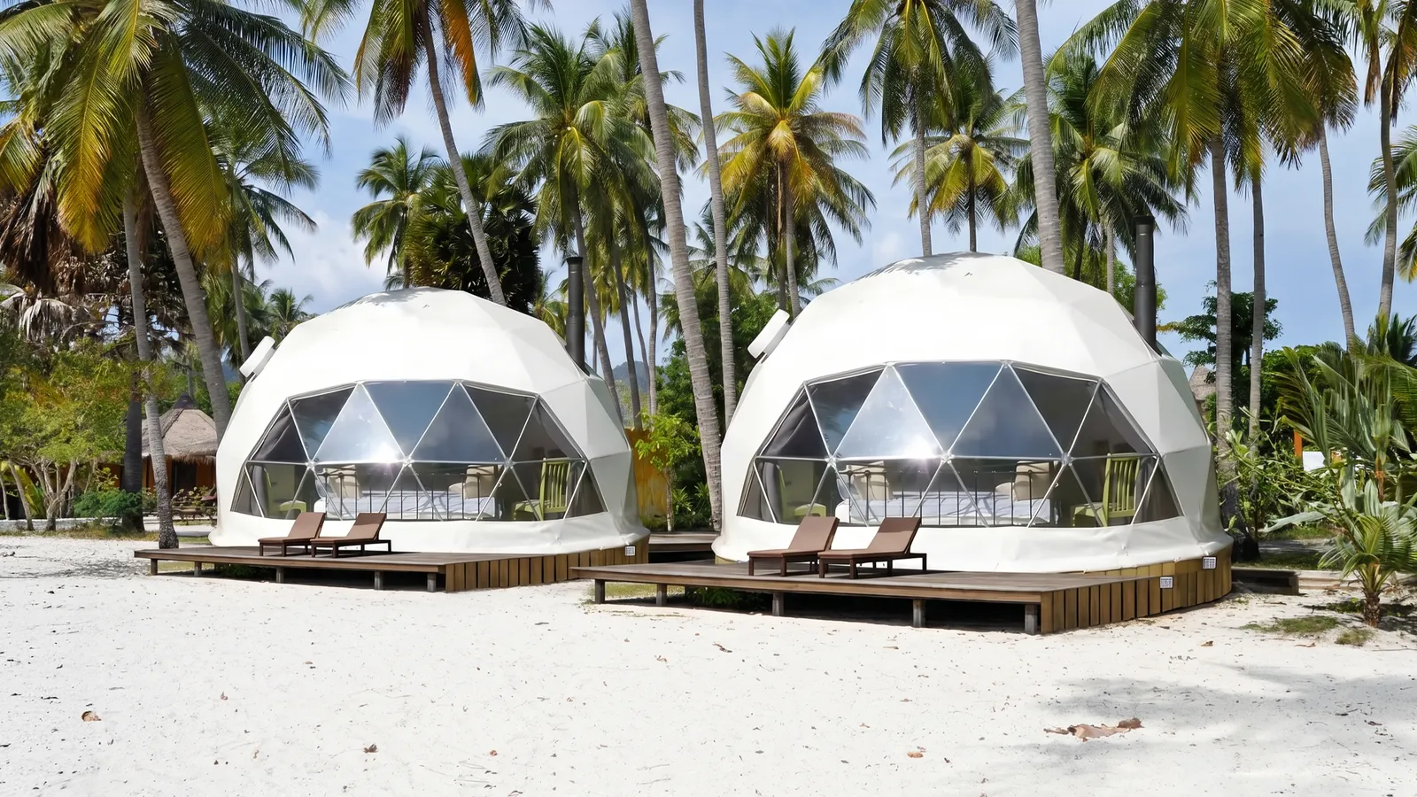 A SOLORA glamping dome installed on an oceanfront site