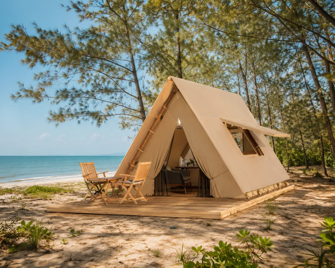 Aura glamping tent by the ocean