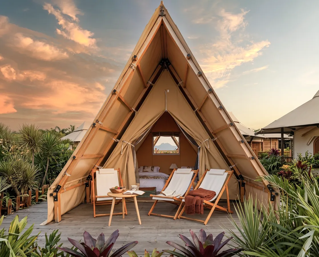 Aura glamping tent at a campsite