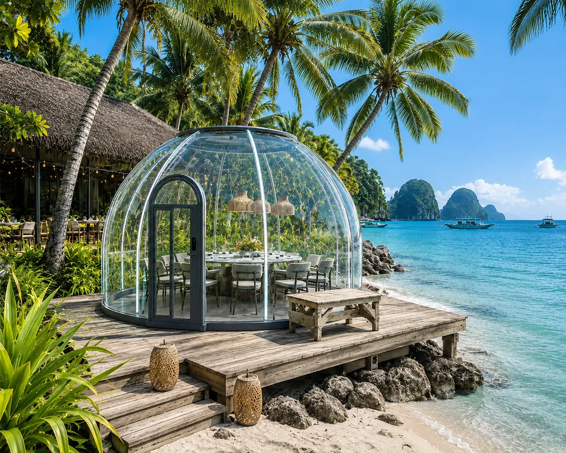 Haven bubble dome by the ocean