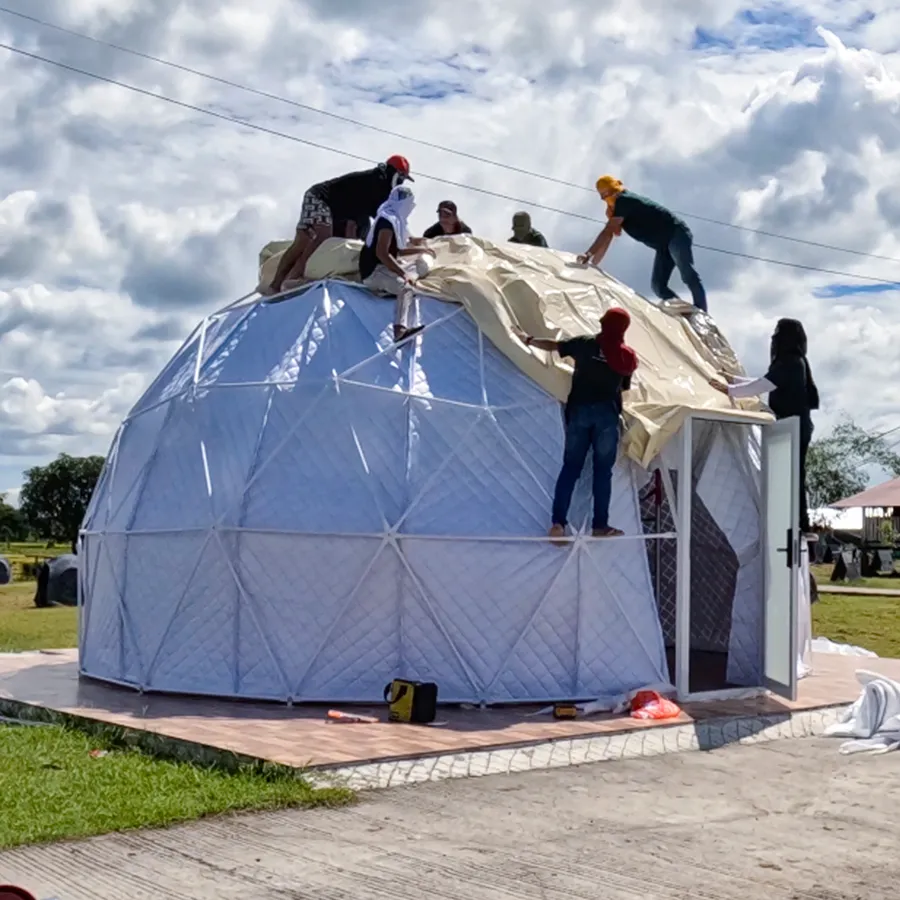 A Solora glamping dome being installed in Tarlac